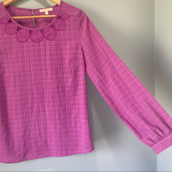 Anthropologie Cut-Out Collar Puff Sleeve Blouse - Picture 5 of 12